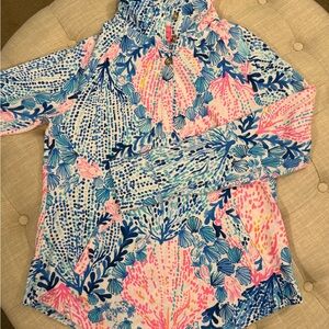 Lilly Pulitzer Vibrant Blue and Pink 1/4 Zip
